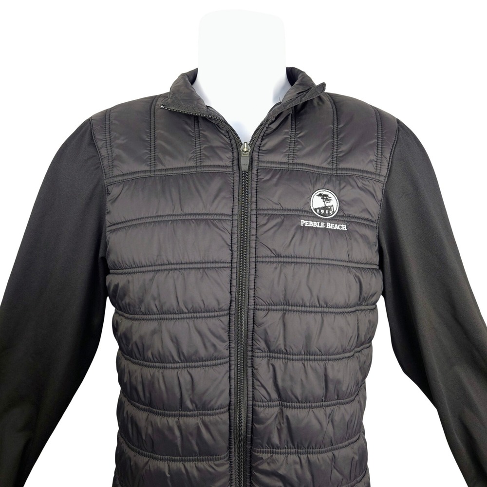 Straight Down Pebble Beach‎ Mens Small Black Hybrid Quilted Golf Jacket Full Zip